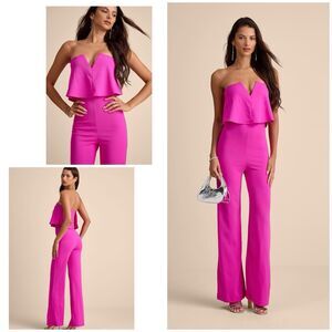 Lulus Power of Love Jumpsuit Women's XS Magenta Strapless NWOT
